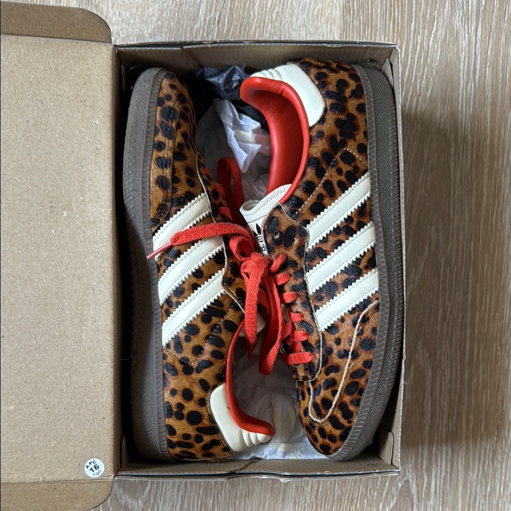Leopard Print Sneakers with Red Orange Accents